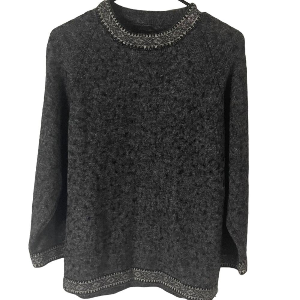 Quality Export Vintage Small 70% Alpac Wool Grey Black Sweater Academia Preppy